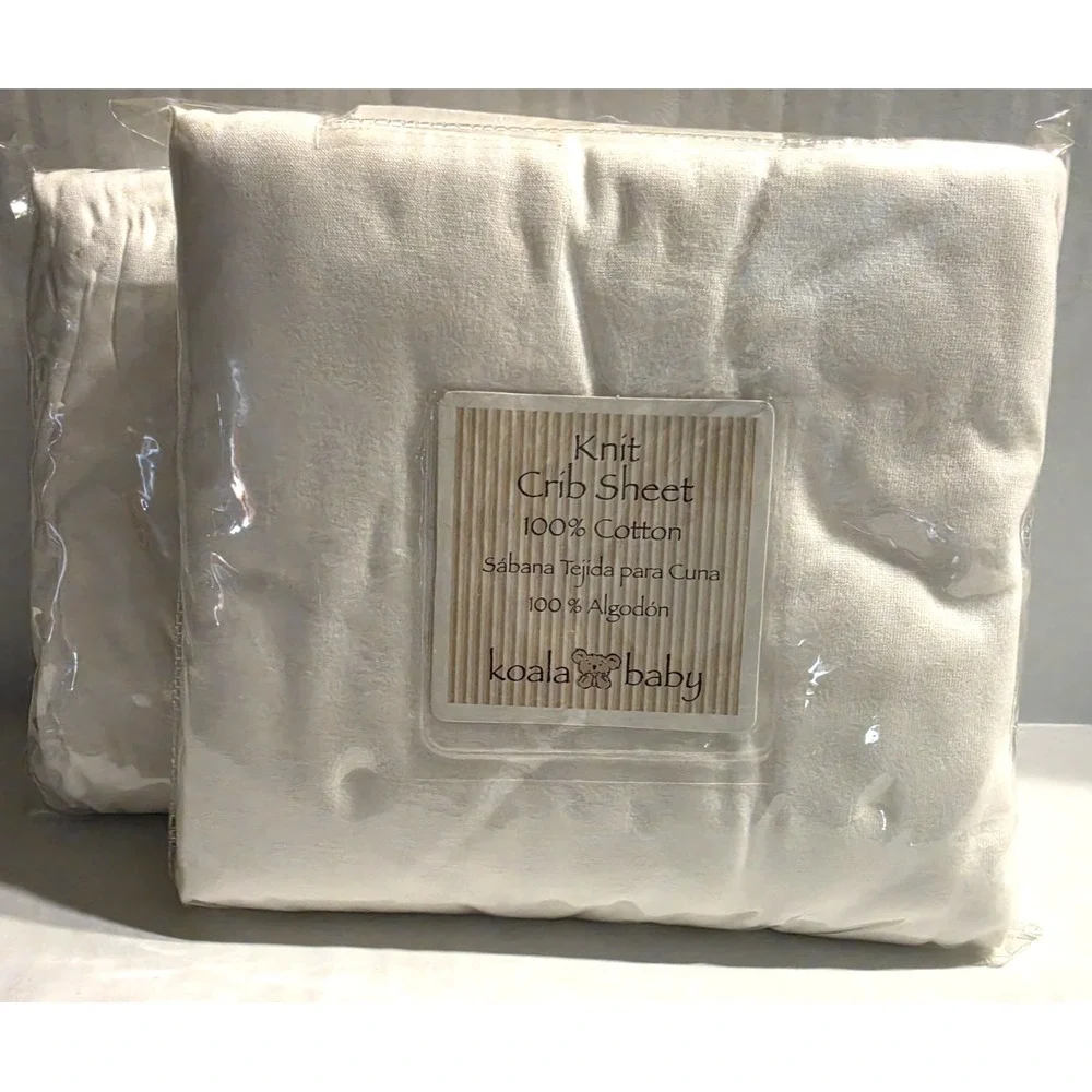 Koala Baby 100% Cotton Knit Crib Sheets White (2) NIP